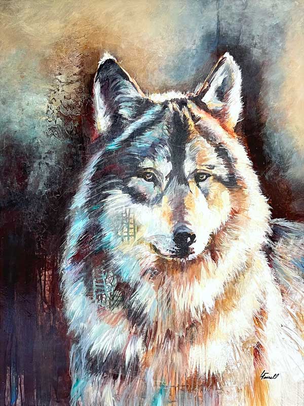 American Grey Wolf, 40×30 canvas