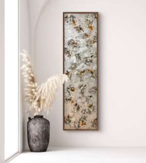 "Silver Cotton Flower" 66 x 20 Canvas