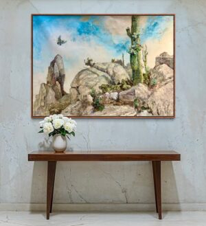 "Cactus Wren & Saguaros" 40 x 52 Canvas